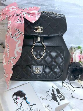 Chanel Large Quilted Black Backpack Serial No. 1918XPA